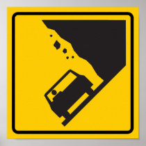 Falling Rock Zone Highway Sign Poster