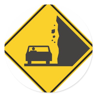 Falling Rock Zone Highway Sign Stickers by wesleyowns