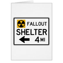 Fallout Shelter Street Sign Greeting Cards