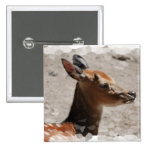 Fallow Deer Profile  Button