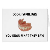 FALSE TEETH AND HEARING AID HUMOR GREETING CARDS