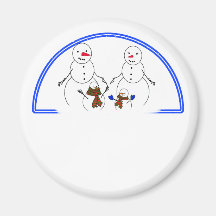 Famille de bonhomme de neige magnets pour réfrigérateur