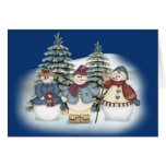 Famille de bonhomme de neige cartes de vœux