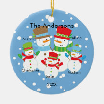 Famille de bonhomme de neige de l'ornement de Noël