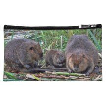Famille de castor pochette à maquillage