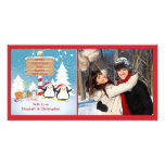 Famille de pingouin de carte photo de Noël de 2 va Photocarte