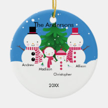 Famille mignonne de bonhomme de neige d'ornement d