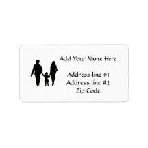 Family holding hands silhouette personalized address label