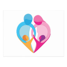Family Love Heart Symbol Post Cards