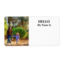 Family - Mother and Daughter Taking a Stroll Personalized Shipping Label