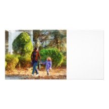 Family - Mother and Daughter Taking a Stroll Picture Card