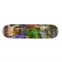 Family - Mother and Daughter Taking a Stroll Skateboard