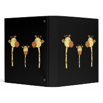 Family of Giraffes. Cartoon. 3 Ring Binder