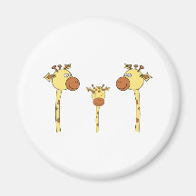Family of Giraffes. Cartoon. Fridge Magnets