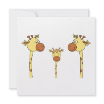 Family of Giraffes. Cartoon. Custom Invitations