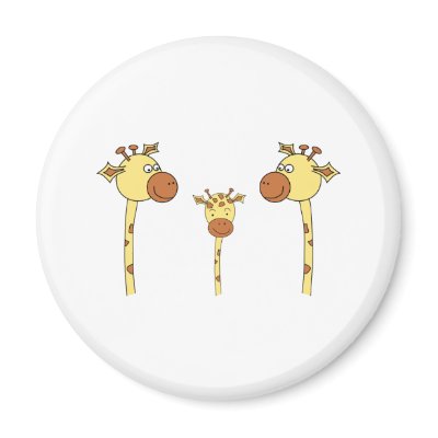 Family of Giraffes. Cartoon. Fridge Magnets by Animal_Art_By_Ali