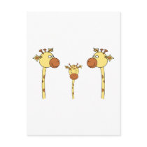 Family of Giraffes. Cartoon. Postcard