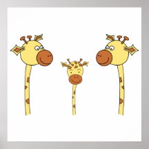 Family of Giraffes. Cartoon. Posters