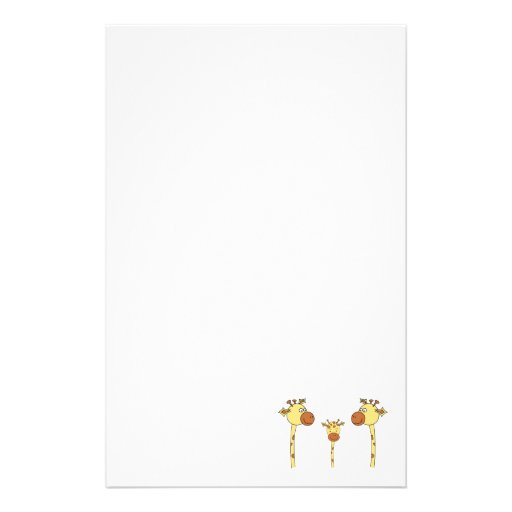 Family of Giraffes. Cartoon. Stationery Paper