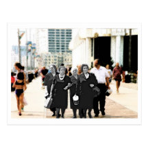 Family on boardwalk post card