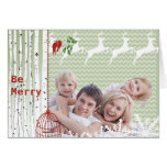Family Photo Red Love Birds Bird Cage Christmas Greeting Cards