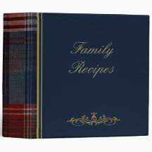 Family Recipes Blue Plaid 2" Photo Album 3 Ring Binder