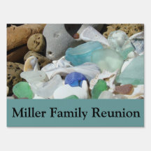 Family Reunion Signs Yard Signs Blue Seaglass