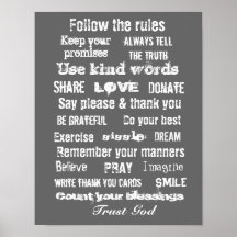 Family rules wall hanging print