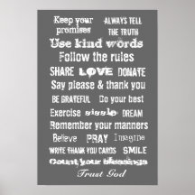 Family rules wall hanging print
