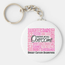 Family Square Breast Cancer Keychains