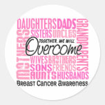 Family Square Breast Cancer Round Stickers