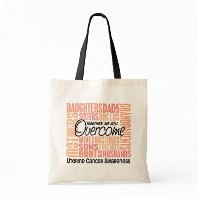 Family Square Uterine Cancer Tote Bag by awarenessgifts