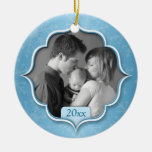 Family's 1st Christmas Blue Photo Ornament