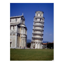 Famous inclined bell tower, the Leaning Tower of P Postcards