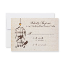 Fanciful Bird Cage - Autumn Orange Wedding RSVP Custom Invites