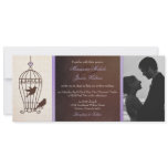 Fanciful Bird Cage Lavender & Brown Photo Wedding Custom Invitation