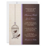 Fanciful Bird Cage - Lavender & Brown Wedding Invites