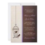 Fanciful Bird Cage - Lavender & Brown Wedding Custom Invite