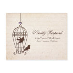 Fanciful Bird Cage - Lavender & Brown Wedding RSVP