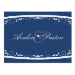 Fancilful Floral Blue Save The Date Postcard