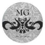 Fancy Black Damask Gothic Stickers/Envelope Seals