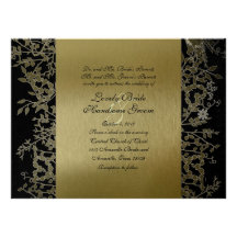 Fancy Black Gold Metallic Garden Wedding Invitation
