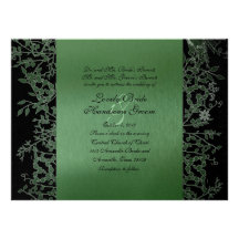 Fancy Black Green Metallic Garden Wedding Custom Invitations