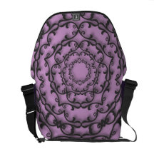 Fancy Black Scroll Work on Purple Courier Bags