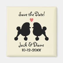 Fancy Black Toy Poodles Wedding Save the Date Fridge Magnets