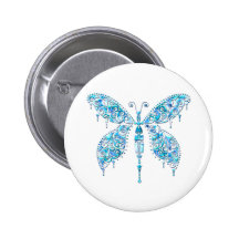 Fancy Blue Butterfly Button
