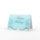 Fancy Blue Filigree Holiday Greeting card
