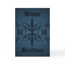 Fancy blue Gothic Birthday day to personalize Cards