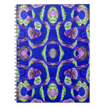 fancy blue mosaic pattern spiral note book