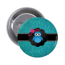 Fancy blue owl turquoise owl pin